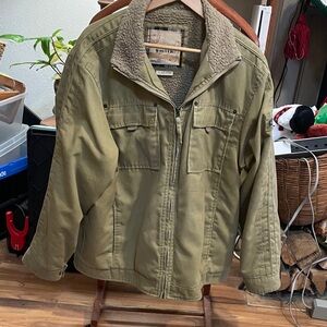 Whispering Smith Khaki Sherpa-Lined Military Jacket